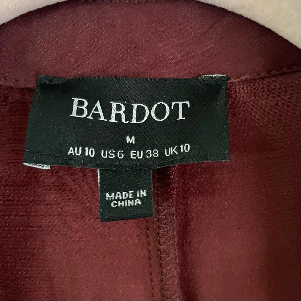 Bardot Sui Side Ruched Long Sleeve Minidress Merlot Red Satin Size US‎ 6 - Picture 8 of 14